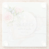 ロマンチックなヴィンテージ春花結婚編集可能 ガラスコースター (裏面)