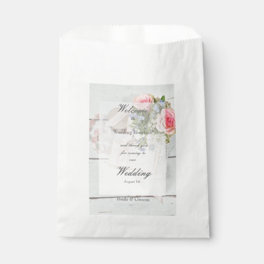 ロマンチックなヴィンテージ春花結婚編集可能 フェイバーバッグ (正面)