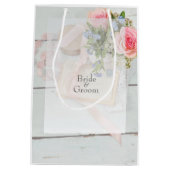ロマンチックなヴィンテージ春花結婚編集可能 ミディアムペーパーバッグ (裏面)