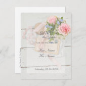 ロマンチックなヴィンテージ春花結婚編集可能 案内ポストカード (正面/裏面)