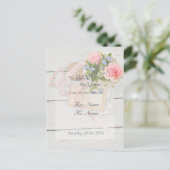 ロマンチックなヴィンテージ春花結婚編集可能 案内ポストカード (スタンド正面)