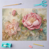 ロマンチックなヴィンテージ牡丹の切り離し 薄葉紙 (クラフト)