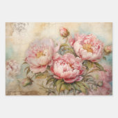 ロマンチックなヴィンテージ牡丹デコペ装飾紙 ラッピングペーパーシート (正面3)