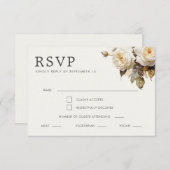 ロマンチックなヴィンテージ結婚バラ 出欠カード (正面/裏面)