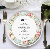 ロマンチックなヴィンテージ結婚フローラの丸いメニューカード メニュー