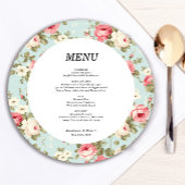 ロマンチックなヴィンテージ結婚フローラの丸いメニューカード メニュー