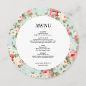 ロマンチックなヴィンテージ結婚フローラの丸いメニューカード メニュー (正面)