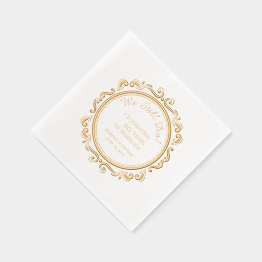 ロマンチックなヴィンテージ結婚60周年 箔ナプキン (右)
