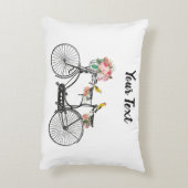 ロマンチックなヴィンテージ自転車の花と鳥 アクセントクッション (裏面(縦))