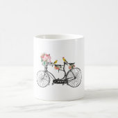 ロマンチックなヴィンテージ自転車の花と鳥 コーヒーマグカップ (中央)