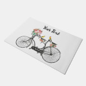 ロマンチックなヴィンテージ自転車の花と鳥 ドアマット (アングル)