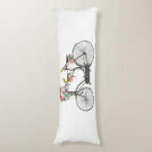 ロマンチックなヴィンテージ自転車の花と鳥 ボディピロー (正面縦)