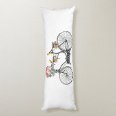 ロマンチックなヴィンテージ自転車の花と鳥 ボディピロー (裏面 (縦))