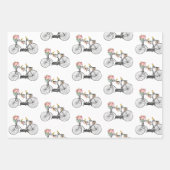 ロマンチックなヴィンテージ自転車の花と鳥 ラッピングペーパーシート (正面)