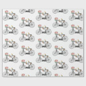 ロマンチックなヴィンテージ自転車の花と鳥 ラッピングペーパー (フラット)