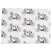 ロマンチックなヴィンテージ自転車の花と鳥 ラージペーパーバッグ (裏面)