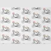 ロマンチックなヴィンテージ自転車の花と鳥 薄葉紙 (正面)