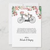 ロマンチックなヴィンテージ自転車の花結婚と鳥 サンキューカード (正面)