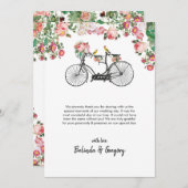 ロマンチックなヴィンテージ自転車の花結婚と鳥 サンキューカード (正面/裏面)