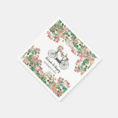 ロマンチックなヴィンテージ自転車の花結婚と鳥 スタンダードカクテルナプキン (角)