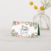 ロマンチックなヴィンテージ自転車の花結婚と鳥 プレイスカード (裏面)