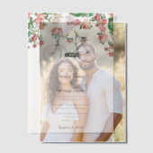 ロマンチックなヴィンテージ自転車の花結婚と鳥 ベラム紙招待状 (オフセット (カップル))