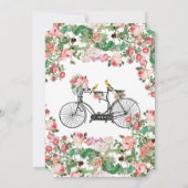 ロマンチックなヴィンテージ自転車の花結婚と鳥 招待状 (裏面)