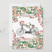 ロマンチックなヴィンテージ自転車の花結婚と鳥 招待状 (裏面)