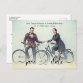 ロマンチックなヴィンテージ自転車カスタムウェディングカップルの写真 ポストカード (正面/裏面)