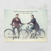 ロマンチックなヴィンテージ自転車カスタムウェディングカップルの写真 ポストカード (正面)