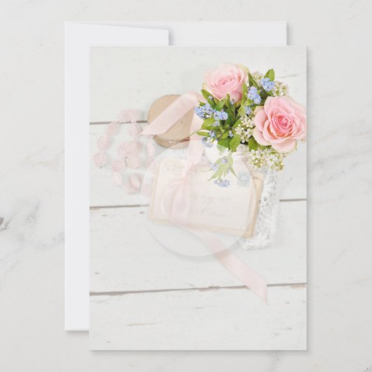 ロマンチックなヴィンテージ花編集可能ブライダルシャワー 招待状 (裏面)