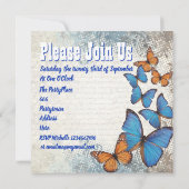 ロマンチックなヴィンテージ蝶バチェロレッテ 招待状 (裏面)