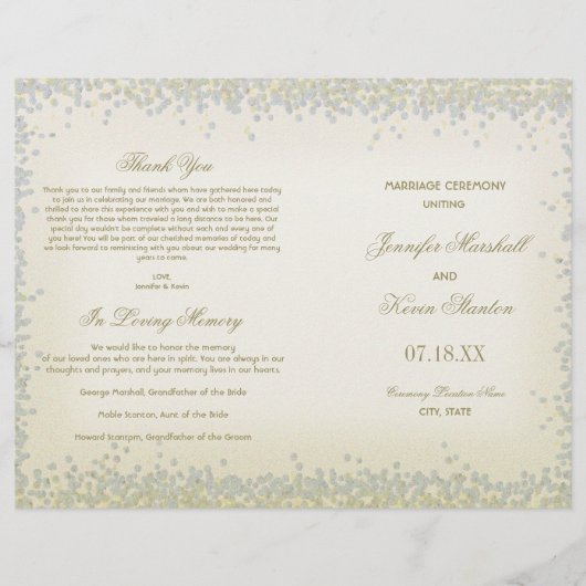 ロマンチックなヴィンテージ金ゴールドとシルバーグリッター紙吹雪 (正面)