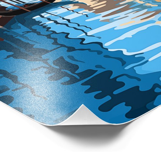 ロマンチックなヴェネツィア運河:ゴンドラとブルースカイ フォトプリント (角)