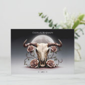 ロマンチックな中世フローラ牛のスカル結婚ズ 招待状 (スタンド正面)