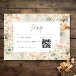 ロマンチックな中性ヴィンテージアジサイ結婚ズのQR 出欠カード