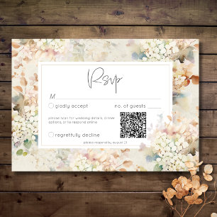 ロマンチックな中性ヴィンテージアジサイ結婚ズのQR 出欠カード