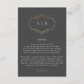 ロマンチックな伝統的なゴールドモノグラムのウェディング エンクロージャーカード (正面)