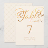 ロマンチックな偽金箔カリグラフィー テーブルナンバー (正面/裏面)