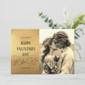 ロマンチックな偽金箔 カップル写真 バレンタイン シーズンカード (スタンド正面)