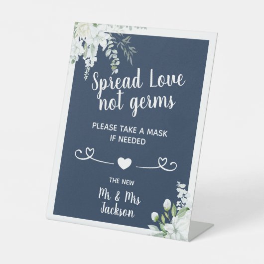 ロマンチックな優し結婚い花の生意気な安全マスク 台座サイン (正面)