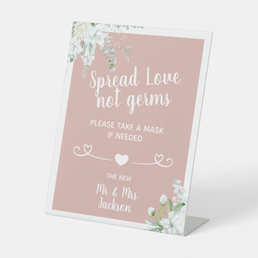 ロマンチックな優し結婚い花の生意気な安全マスク 台座サイン (正面)