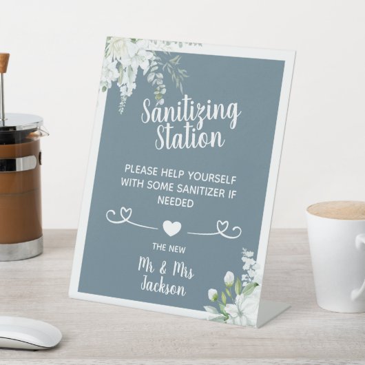 ロマンチックな優し結婚い花の白いサニタイズp 台座サイン (インサイチュ)