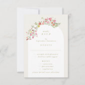 ロマンチックな優美なフローラアーチ春庭園の結婚式 出欠カード (正面)