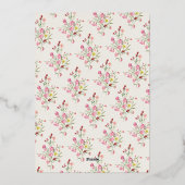 ロマンチックな優美なフローラアーチ春庭園の結婚式 箔招待状 (裏面)