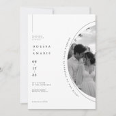 ロマンチックな写真とエレガントな円形フレームの結婚式 招待状 (正面)