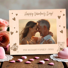 ロマンチックな写真とハートとクマ レーザー彫刻フレーム