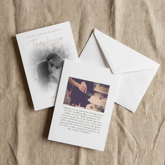 ロマンチックな写真のグラデ結婚ーション サンキューカード