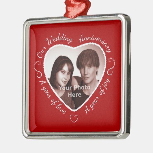 ロマンチックな写真の追加ハート切り出し メタルオーナメント (左)