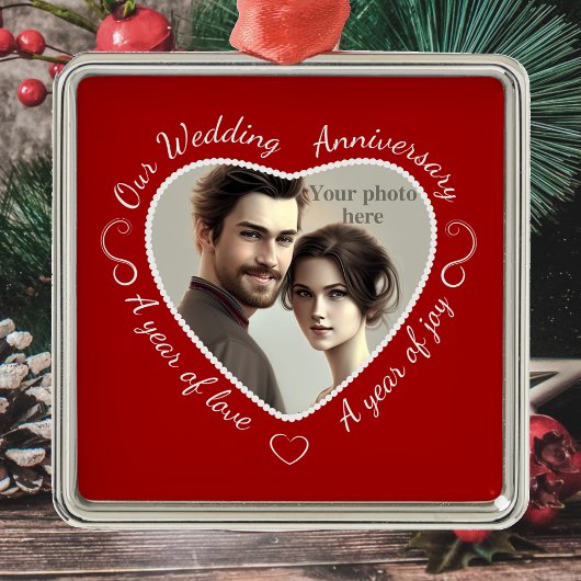 ロマンチックな写真の追加ハート切り出し メタルオーナメント